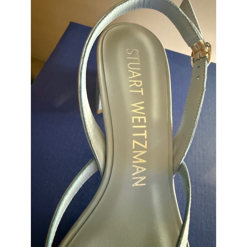Stuart Weitzman Oasis Slingback Cielo Blue Leather‎ Womens 7.5 Leather Sandals - Picture 11 of 11